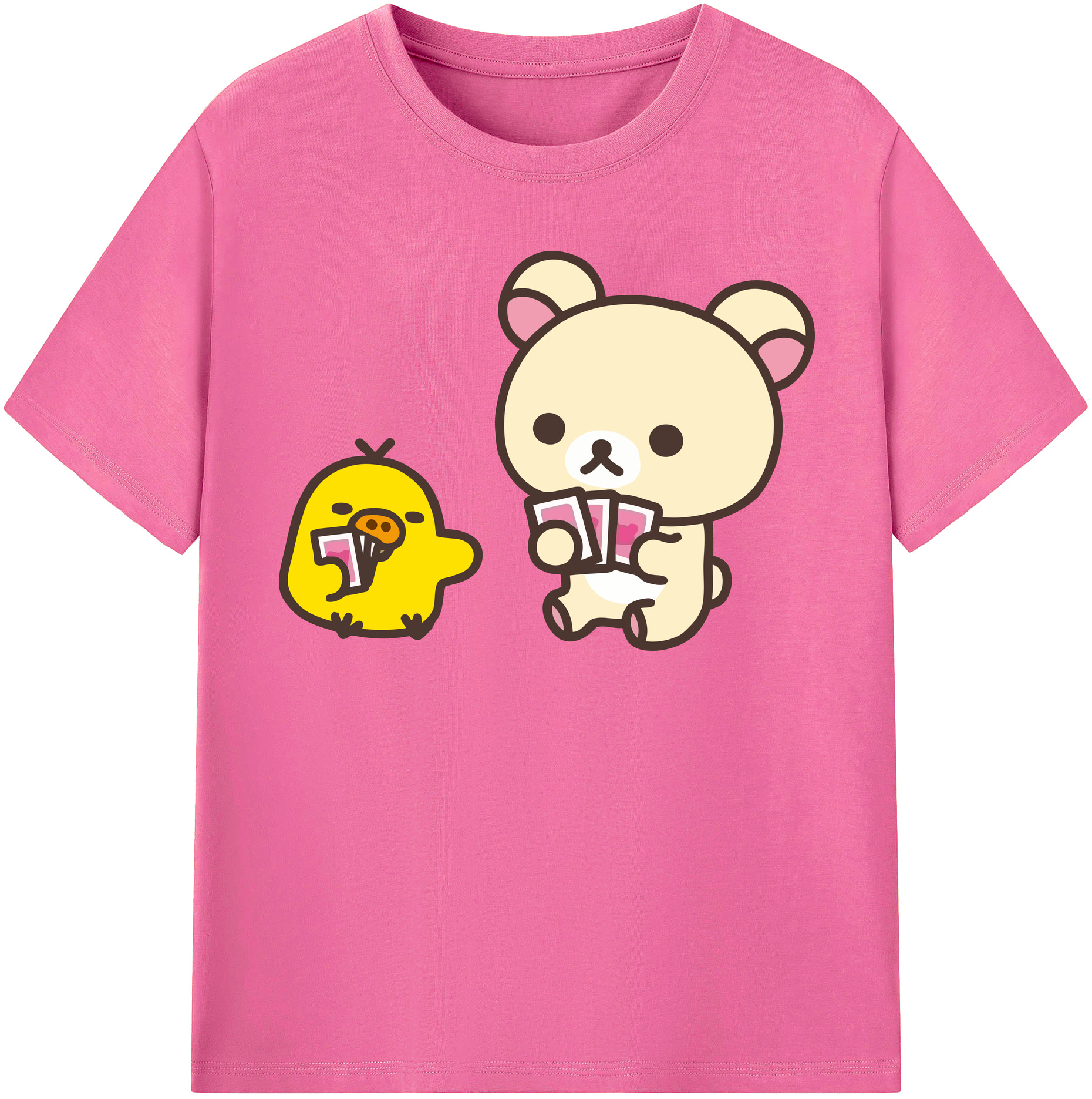 （画像用） リラックマ リラックマ キイロイトリ Rilakkuma Korilakkuma Kiiroitori レディースカジュアルプリントTシャツ（綿100％）